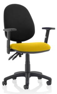 Eclipse II Black Back Office Chair In Yellow And Adjustable Arms