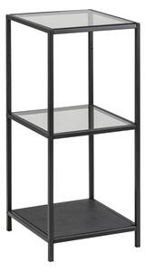 Salvo Bookcase 2 Clear Glass Shelves With Black Metal Frame