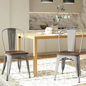 Findlay Wooden Dining Chairs With Silver Metal Frame In Pair