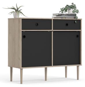 Roxo Wooden 2 Doors And 2 Drawers Sideboard In Oak And Black