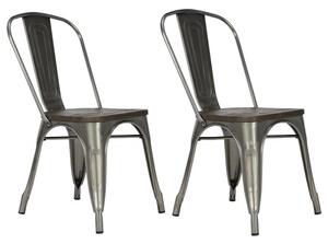 Findlay Wooden Dining Chairs With Bronze Metal Frame In Pair