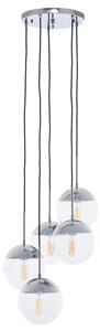 Rocklin 5 Lights Clear Glass Shade Pendant Light In Chrome