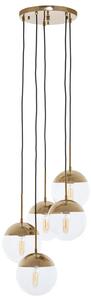 Rocklin 5 Lights Clear Glass Shade Pendant Light In Gold
