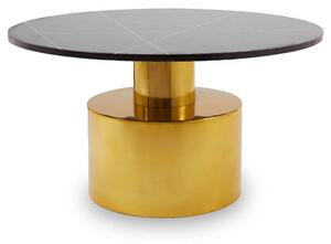 Mekbuda Round Black Marble Top Coffee Table With Gold Base