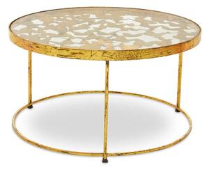 Mekbuda Round Clear Glass Top Coffee Table With Gold Frame