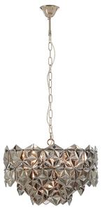 Rydall Smoked Grey Glass Chandelier Ceiling Light In Nickel