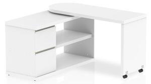 Fleur Wooden Rotating Storage Computer Desk In White