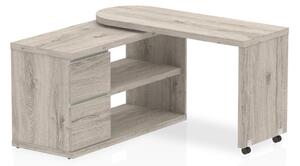 Fleur Wooden Rotating Storage Computer Desk In Grey Oak