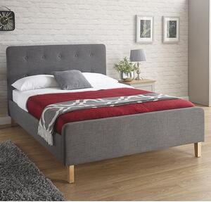 Alkham Fabric Upholstered King Size Bed In Grey