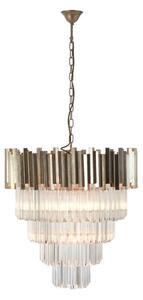 Lawton Large Clear Glass Chandelier Ceiling Light In Silver