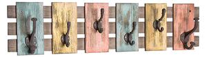 Learo Wooden Wall Hung Coat Rack In Colourful Vintage Effect