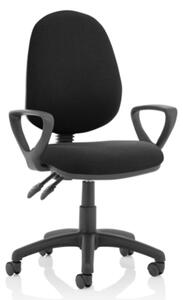 Eclipse II Fabric Office Chair In Black With Loop Arms