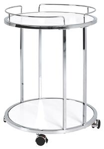 Creek Wooden Side Table On Castors In White And Chrome