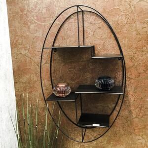 Elwoka Oval 3 Shelves Metal Wall Shelf In Black