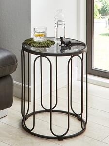 Bellvue Round Marble End Table With Metal Base In Black