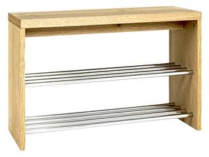 Leandro Wooden Shoe Storage Bench In Oak With Chrome Shelves