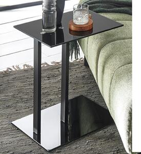 Bellvue Glass Top End Table With Metal Base In Black