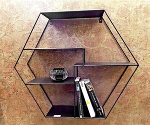 Elwoka Metal 4 Shelves Hexagonal Wall Shelf In Black