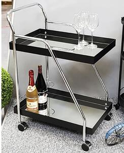 Chulavista Metal Drinks And Serving Trolley In Chrome And Black