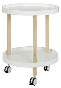 Creek Wooden Side Table On Castors In White And Natural