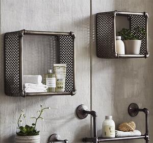 Yates Square Metal Set Of 2 Wall Shelves In Anthracite