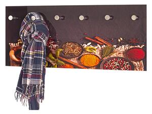 Tahoe Glass Wall Hung 6 Hooks Coat Rack In Spices Print