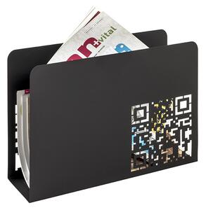 Starke Metal Abstract QR Code Punching Magazine Rack In Black