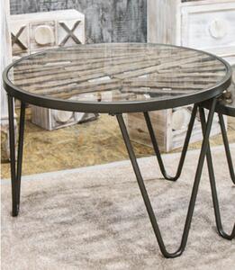 Simons Round Clear Glass Side Table With Anthracite Metal Legs