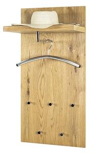 Myers Wooden Wall Hung 5 Hooks Coat Rack With Shelf In Oak