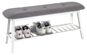 Turlock Wooden Shoe Storage Bench In White With Grey Seat