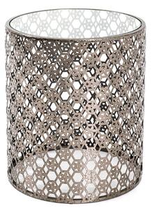 Simons Round Glass Side Table With Bronze Metal Base