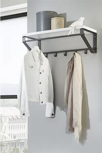 Myers Wooden Wall Hung 5 Hooks Coat Rack In Grey And White