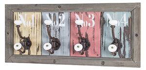 Pierce Wooden Wall Hung 4 Hooks Coat Rack In Vintage Look