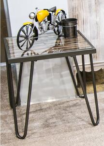 Simons Square Clear Glass Side Table With Anthracite Metal Legs