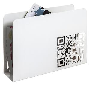 Starke Metal Abstract QR Code Punching Magazine Rack In White