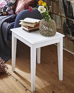 Selma Square Wooden Side Table In White