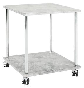 Forney Square Wooden Side Table On Castors In Concrete Effect