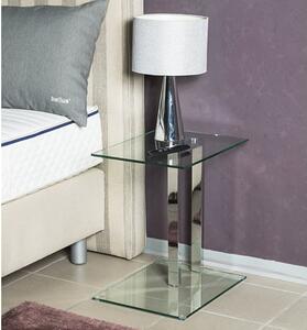 Forney Clear Glass Side Table With Chrome Metal Stand