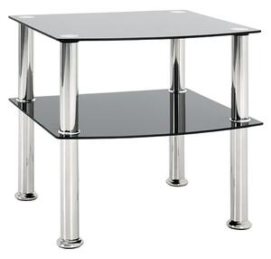 Forney Black Glass Side Table With Polished Steel Legs