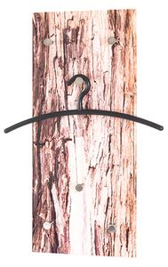 Palos Glass Wall Hung 6 Hooks Coat Rack In Tree Bark Print