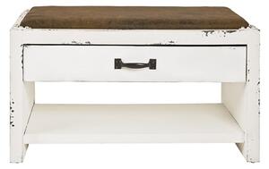 Norco Wooden Shoe Storage Bench In White Vintage Look