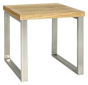 Forney Wooden Side Table In Oak With Stainless Steel Legs