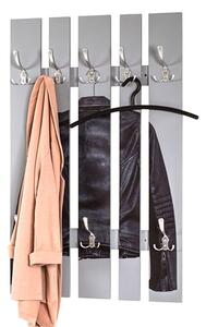 Palos Wooden Wall Hung 8 Hook Coat Rack In Leather Jacket Print