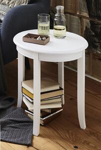 Simons Round Wooden Side Table In White