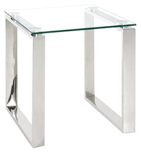 Selma Small Clear Glass Side Table With Stainless Steel Legs