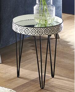 Selma Small Mirrored Side Table In White With Black Legs