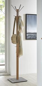 Hillsboro Wooden Coat Stand In Oak With Aluminium Metal Base