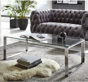 Sioux Rectangular Clear Glass Coffee Table With Chrome Legs