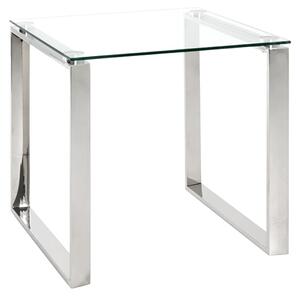 Selma Large Clear Glass Side Table With Stainless Steel Legs