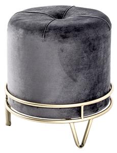 Loleta Fabric Stool In Anthracite With Gold Metal Base